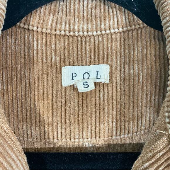 POL Women's Light Brown Raw Hem Corduroy Button Up Shacket Size S - Picture 4 of 9